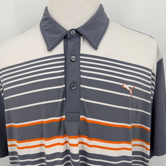 Puma Men's Striped Polo Shirt Dri-Fit Polyester Blend Size 2XL XXL - Picture 1 of 7